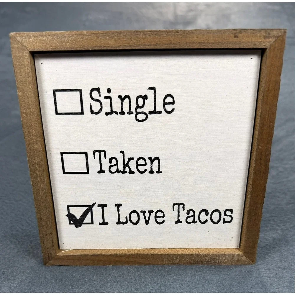 Driftless Studios I Love Tacos Wooden Box Sign Handmade Rustic Home Decor 6x6
